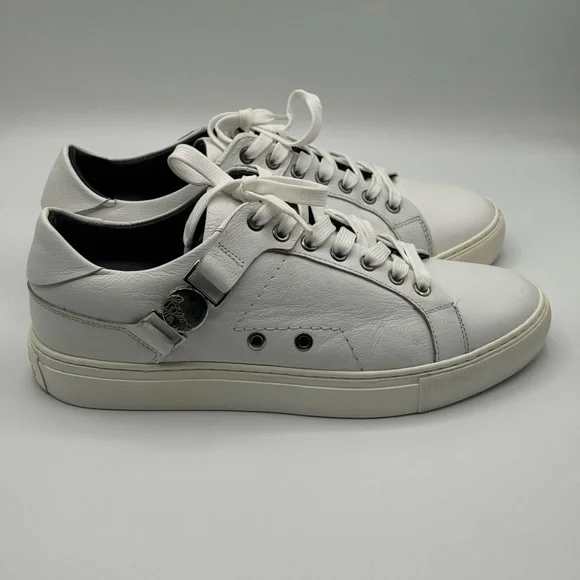 Versace Collection Medusa Strap White Leather Lace Up Sneakers Men's EUR 41 - Picture 6 of 13